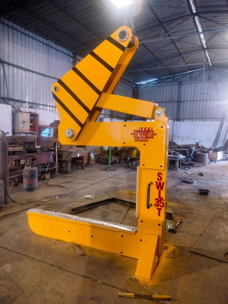 Spring C hook stencilled SWL 35 T on the shop floor, painted and finished