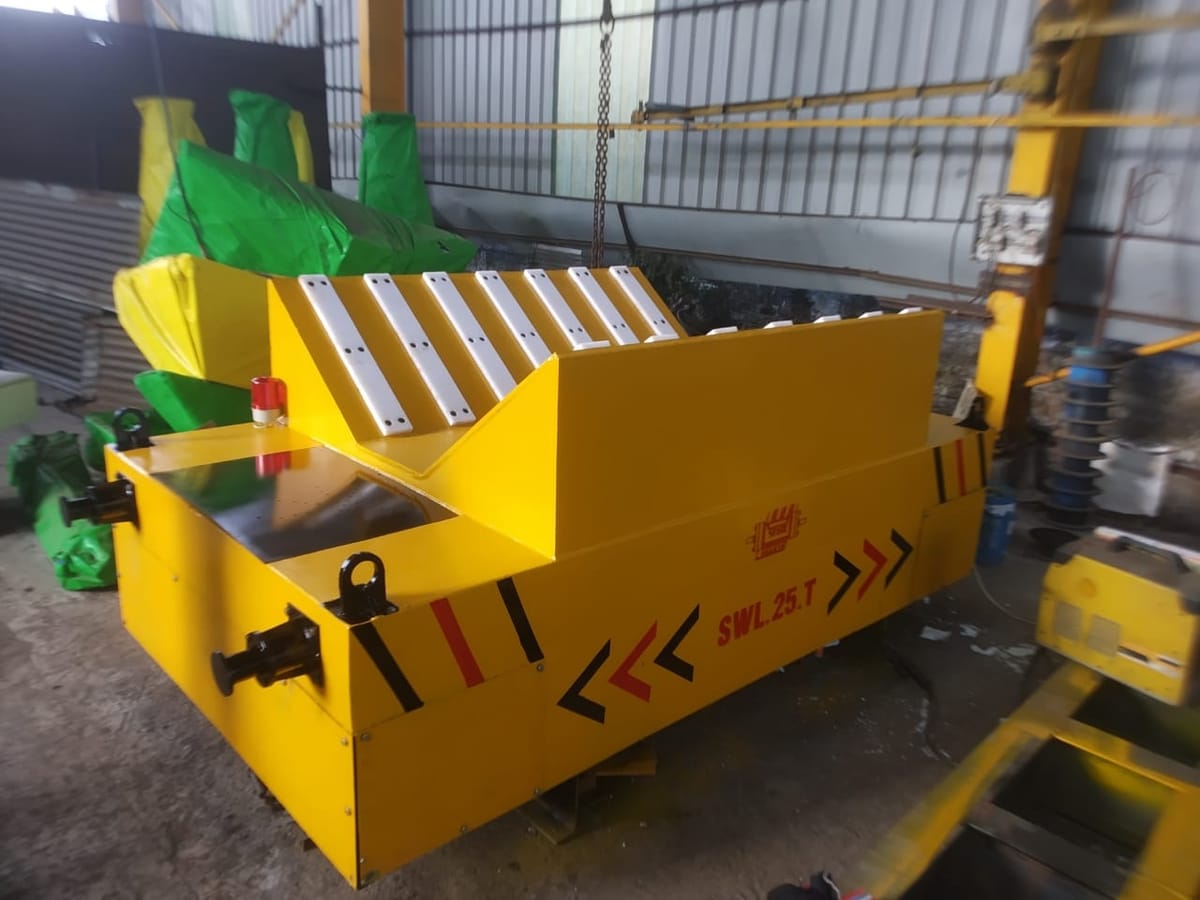 V-frame coil transfer trolley of the type offered with DG, battery or cable-reel power