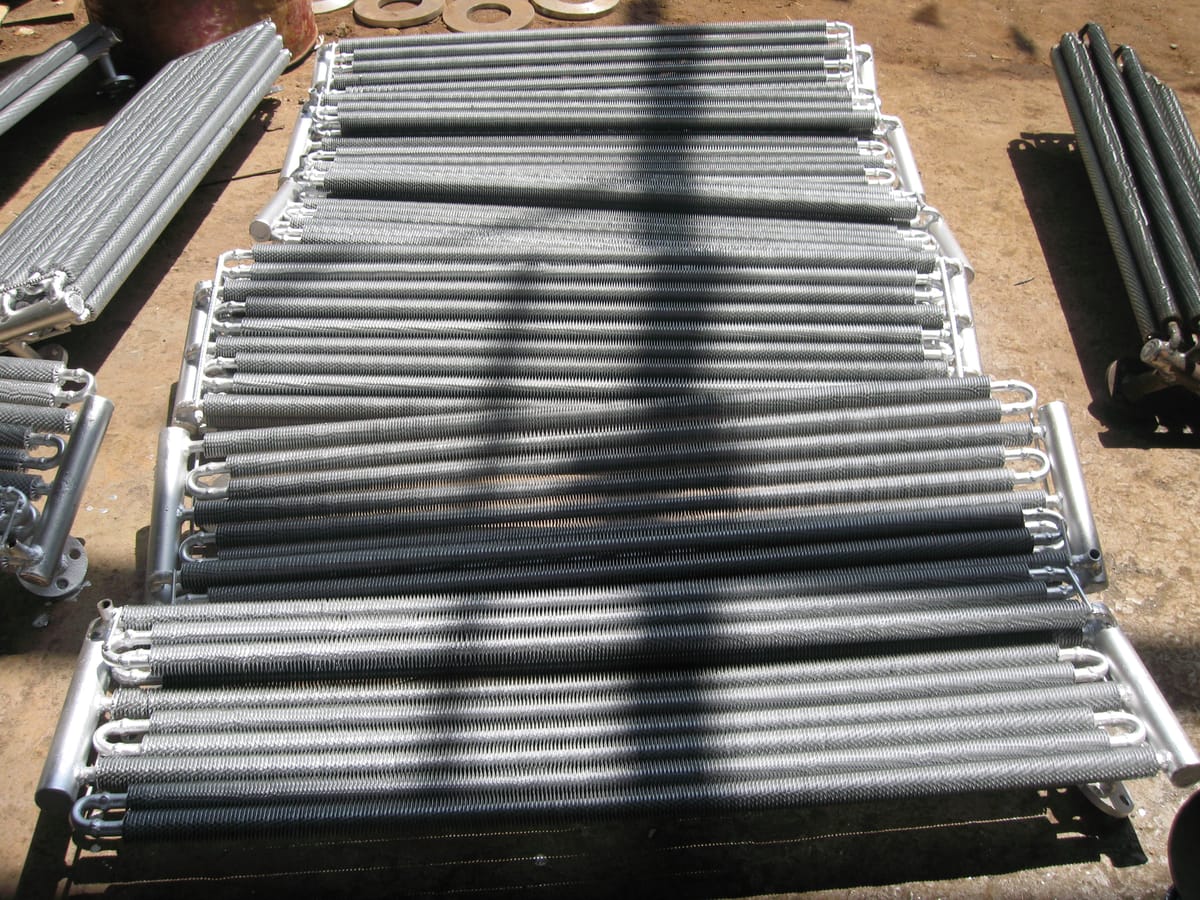 Fin tube close-up showing the finned surface design for maximum heat transfer efficiency